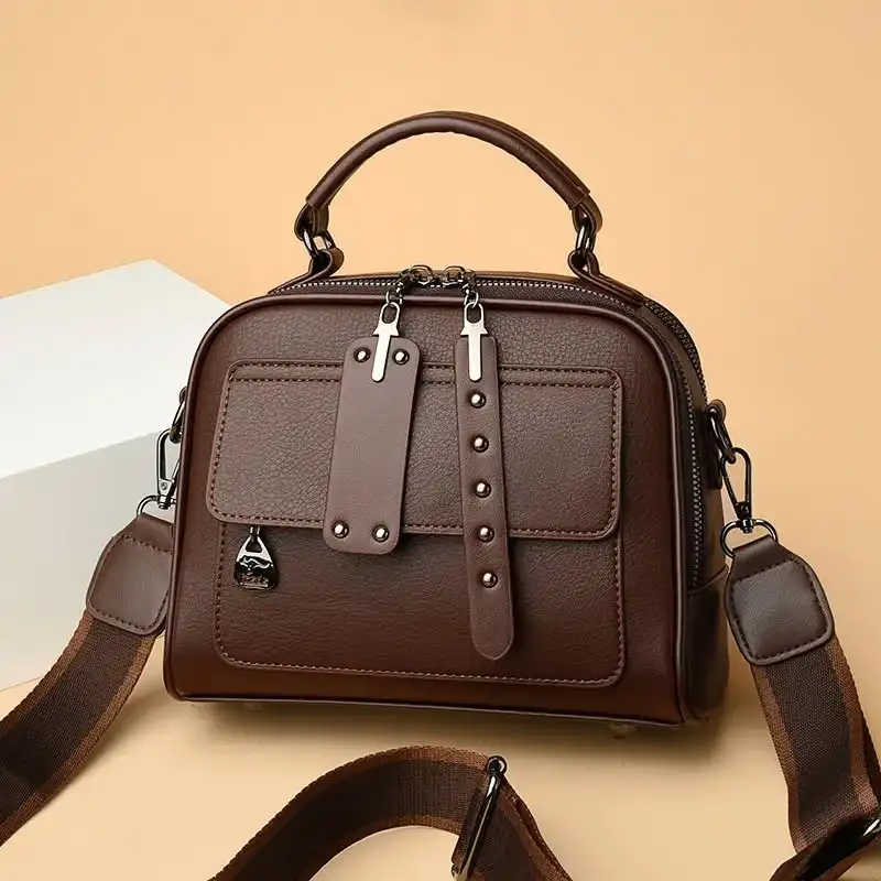 Genuine Soft Leather Handbag(চকলেট কালার)
