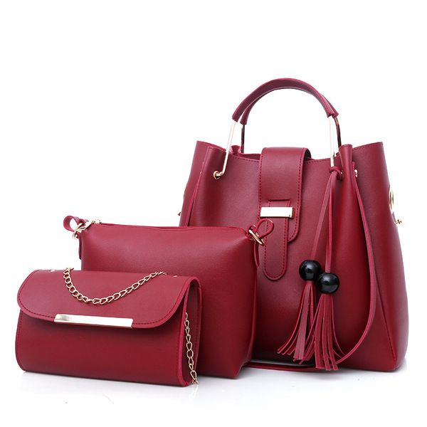Women's Three-Piece Bag Set 2026New European and American Simple Versatile Handbag Tassel Crossbody Bag Cross-Border Exclusive for Accessible Luxury