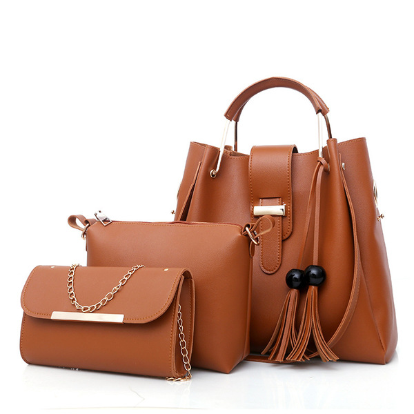 Women's Three-Piece Bag Set 2026New European and American Simple Versatile Handbag Tassel Crossbody Bag Cross-Border Exclusive for Accessible Luxury