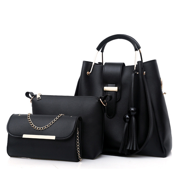 Women's Three-Piece Bag Set 2026New European and American Simple Versatile Handbag Tassel Crossbody Bag Cross-Border Exclusive for Accessible Luxury